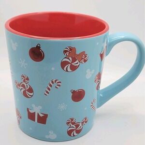 Disney Mickey Mouse Peppermint Swirl Christmas Coffee Mug Red Blue Holiday